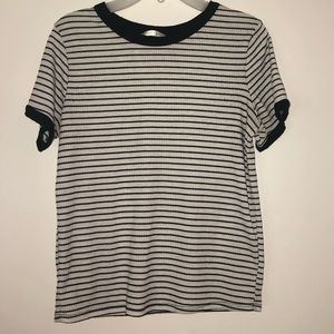 White and navy blue top